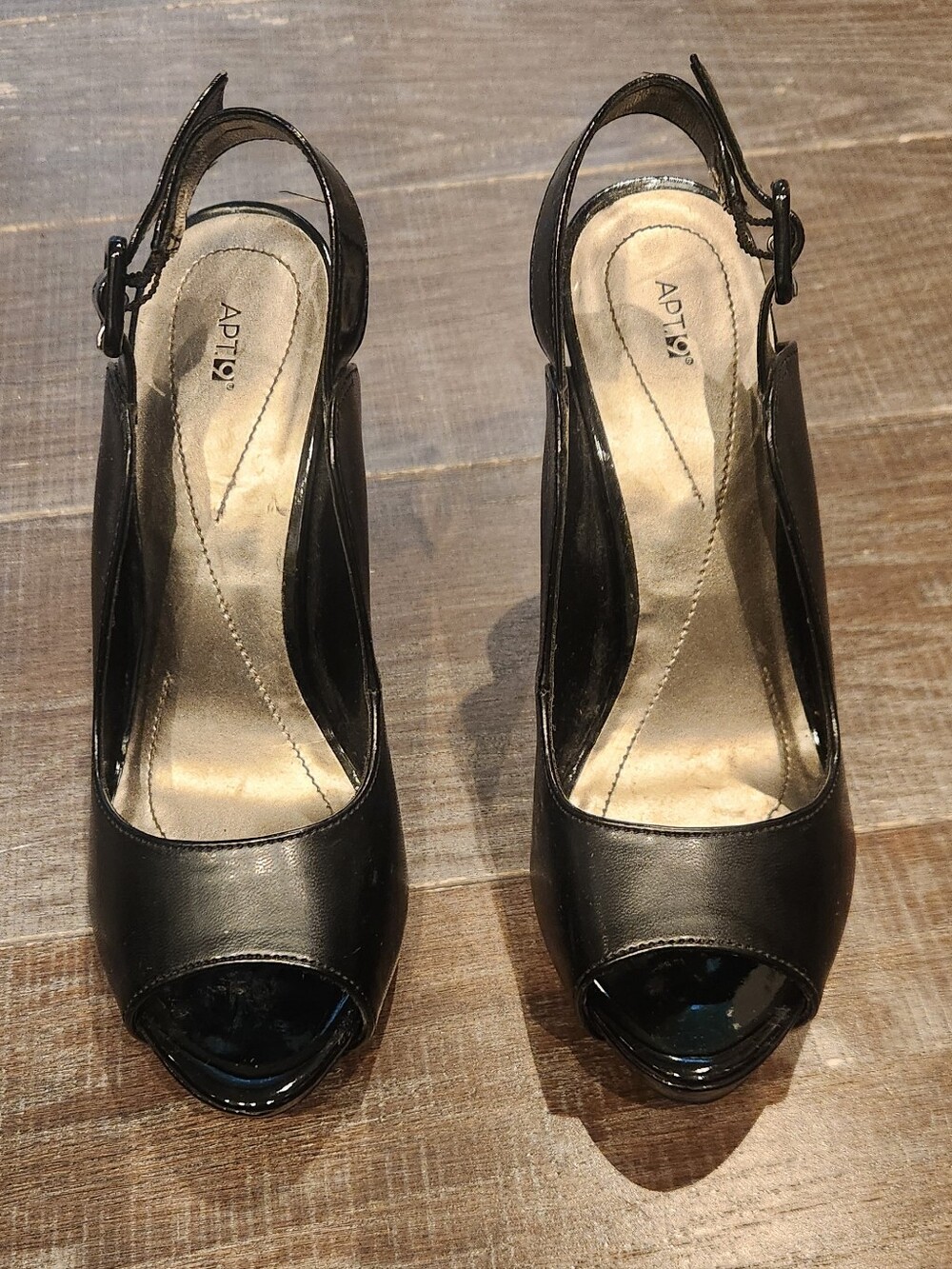 Apt 9 Black Peep-Toe Slingback Heels Size 7